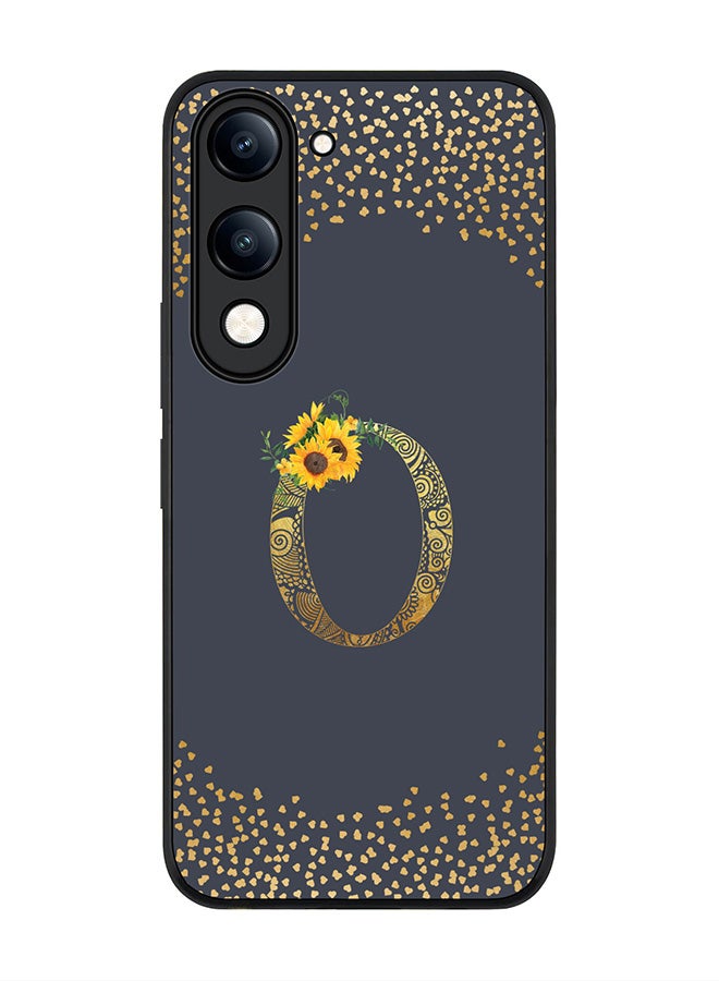 For vivo Y04 / Y29t 5G Case,Slim fit Camera Protection, Shockproof Thin Phone cover  - Custom Floral Monogram - O  (Grey )